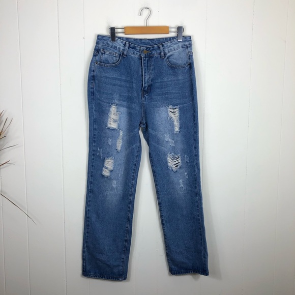 High Waisted Distressed Jeans Sz 8 - Picture 3 of 10